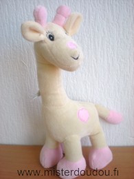 Doudou Girafe Arthur et lola Jaune coeur rose 