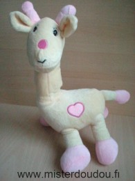 Doudou Girafe Arthur et lola Jaune rose 