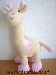 Doudou Girafe Arthur et lola Jaune rose 