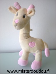 Doudou Girafe Arthur et lola Jaune rose 