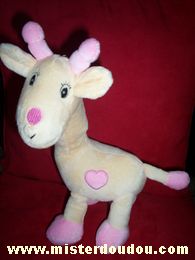 Doudou Girafe Arthur et lola Jaune rose 