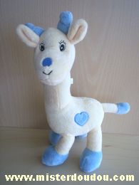 Doudou Girafe Arthur et lola Jaune taches bleues 