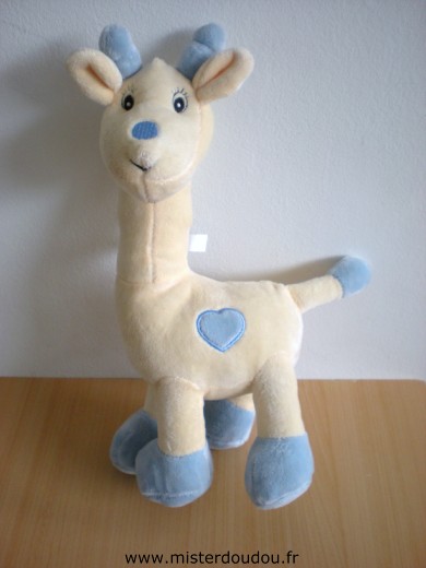 Doudou Girafe Arthur et lola Jaune taches bleues 