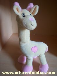 Doudou Girafe Arthur et lola Jaune taches roses 