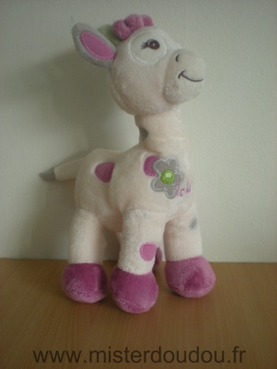 Doudou Girafe Arthur et lola Lola blanc rose 