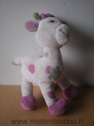 Doudou Girafe Arthur et lola Lola blanc rose 