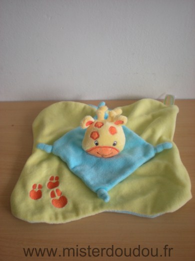 Doudou Girafe Baby smile Jaune bleu 