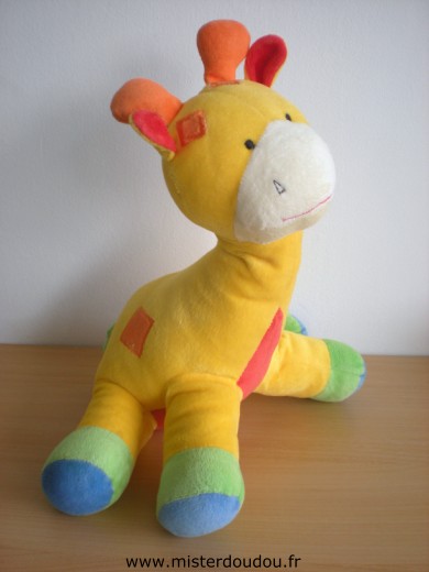 Doudou Girafe Baby sun Jaune rouge vert bleu Grand modèle musical