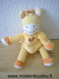 Doudou Girafe Bébérêve Jaune orange petit oiseau Petit modèle