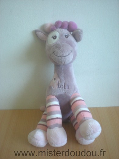 Doudou Girafe Bébisol Lola rose 