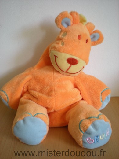 Doudou Girafe Bruin Orange bleu bruin 