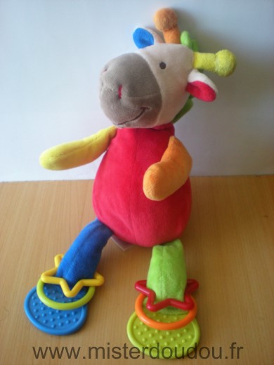 Doudou Girafe Early days Rouge bleu vert 