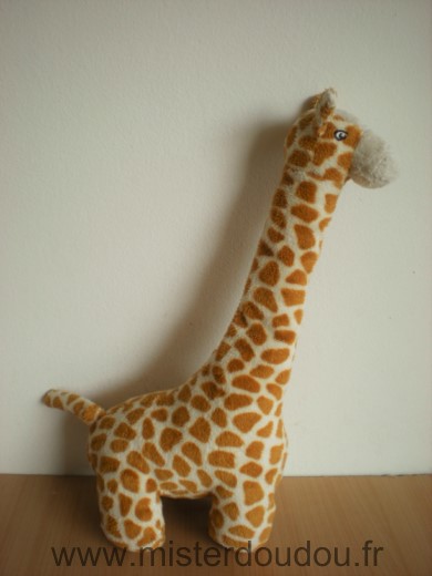 Doudou Girafe H et m Ecru taches marron 