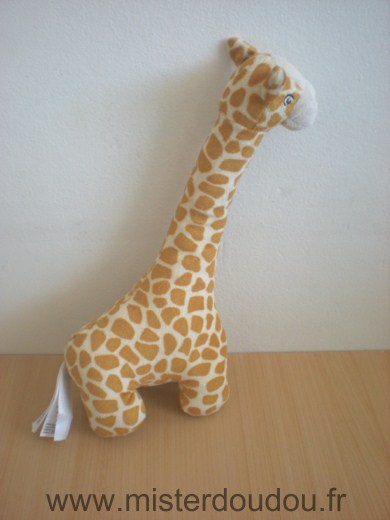 Doudou Girafe H et m Ecru taches marron 