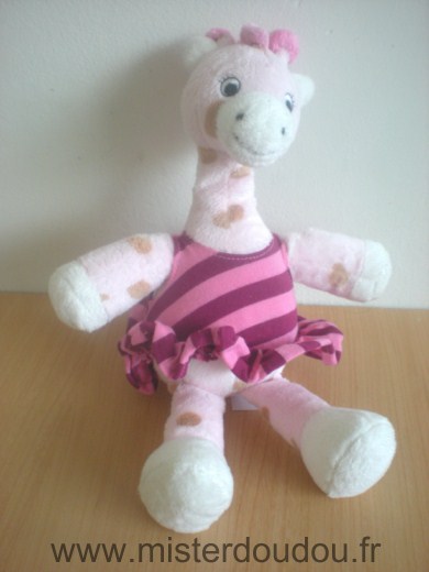 Doudou Girafe H et m Rose robe rose 