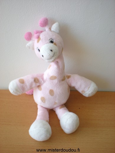 Doudou Girafe H et m Rose taches beiges 