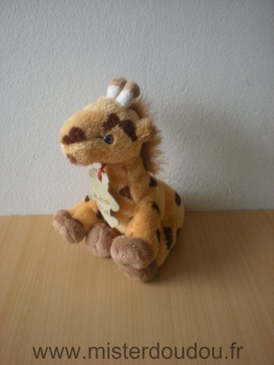 Doudou Girafe Histoire d ours Orange taches marrons 