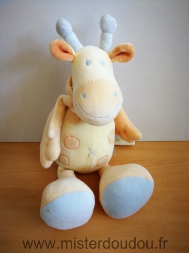 Doudou Girafe Jollybaby Jaune orange bleu 