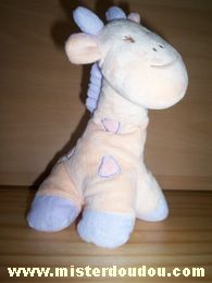 Doudou Girafe Kiabi baby Jaune mauve taches roses Ref m7044