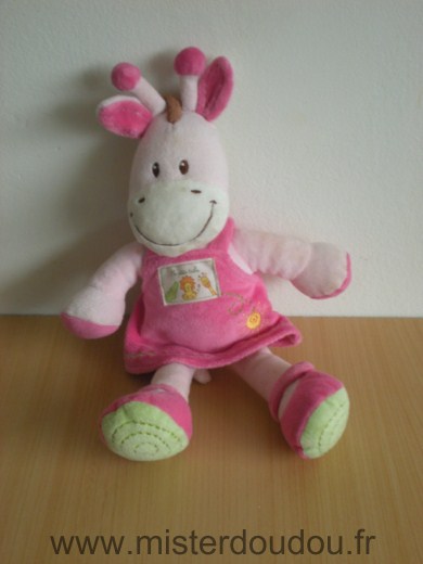 Doudou Girafe Kiabi baby Rose robe rose 