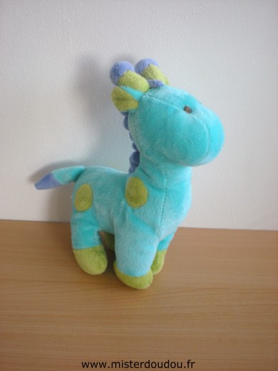 Doudou Girafe - Marque non connue - Bleu vert violet 