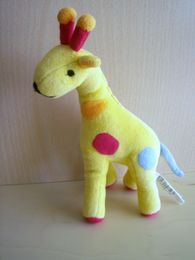 Doudou Girafe - Marque non connue - Jaune rouge orange bleu 