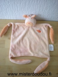 Doudou Girafe - Marque non connue - Orange rose avec abeille brodée 