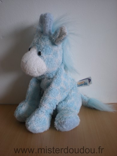 Doudou Girafe Mary meyer Blanc taches bleu 