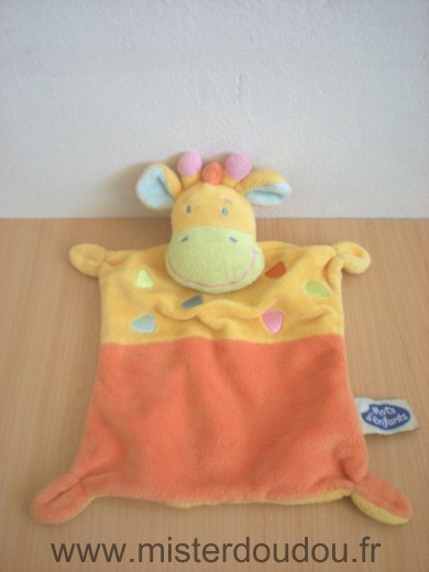 Doudou Girafe Mots d enfants Jaune orange 