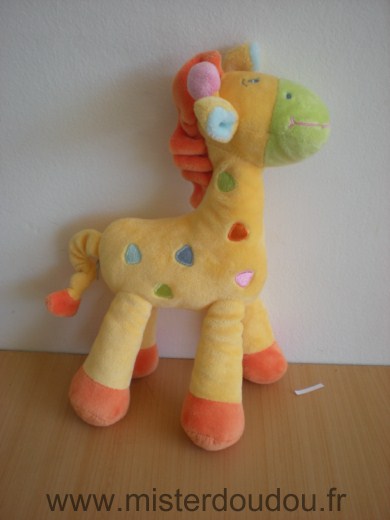 Doudou Girafe Mots d enfants Jaune orange vert 