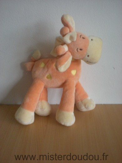 Doudou Girafe Mots d enfants Orange jaune 