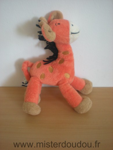 Doudou Girafe Mots d enfants Orange points jaunes 