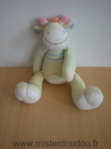 Doudou Girafe Mots d enfants Vert jaune 