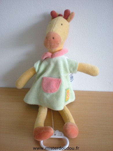 Doudou Girafe Moulin roty Jaune robe verte Collection les loustics

très bon état général mais la boite à musique ne fonctionne plus