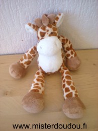 Doudou Girafe Nicotoy Blanc beige taches marrons 