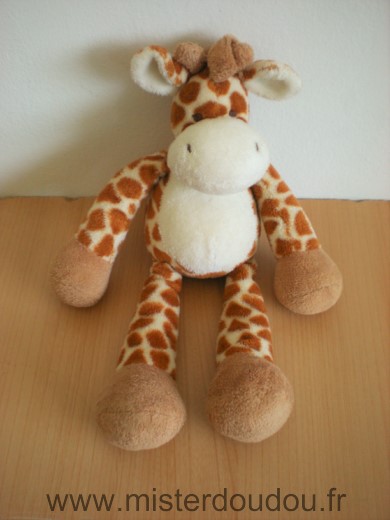 Doudou Girafe Nicotoy Ecru blanc taches marron 