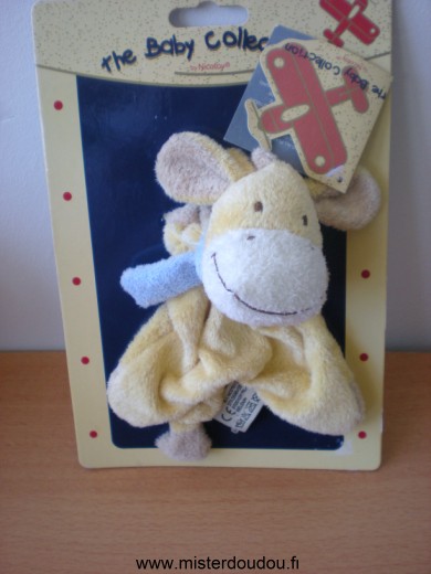 Doudou Girafe Nicotoy Jaune echarpe bleue 