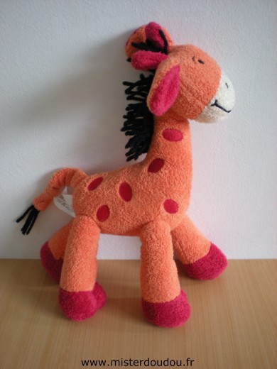 Doudou Girafe Nicotoy Orange taches rouges Son ventre fait un bruit de papier froissé