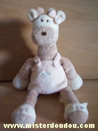 Doudou Girafe Noukie s Beige , beige clair Robe rose avec motif fleur et noeud rose sur la tête