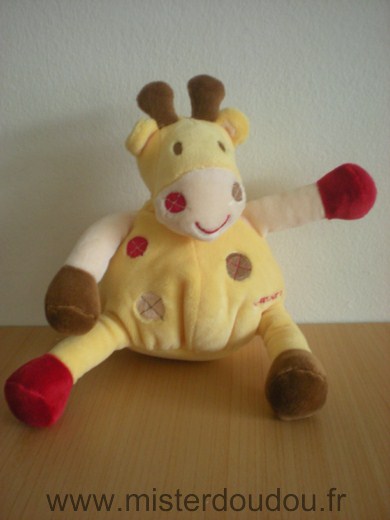 Doudou Girafe Nounours Jaune rouge marron 