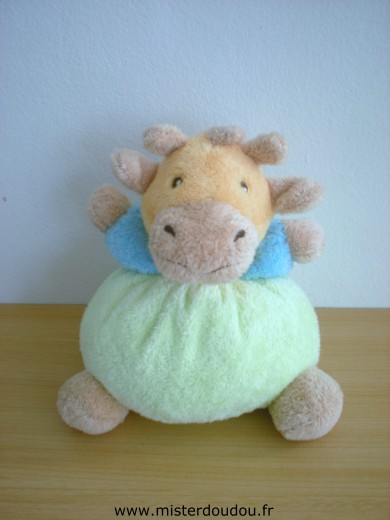 Doudou Girafe Nounours Vert bleu jaune 