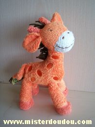 Doudou Girafe Orchestra Orange Ventre fait bruit de papier froissé