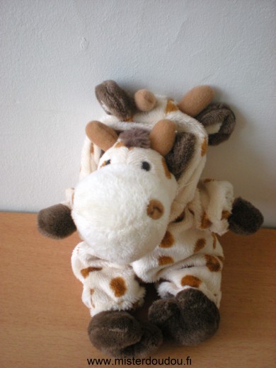 Doudou Girafe Planet pluch Jaune taches marrons Avec son habit girafe à capuche amovible