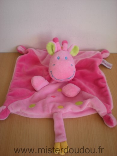 Doudou Girafe Pommette Rose vert points 