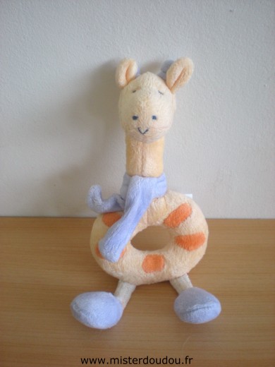 Doudou Girafe Priscilla larsen Jaune orange mauve 