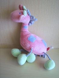 Doudou Girafe Tex Rose bleu vert 