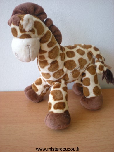 Doudou Girafe Tiamo Beige taches marrons Son corps fait un bruit de papier froissé