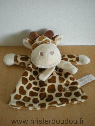 Doudou Girafe Tiamo Ecru taches marron 