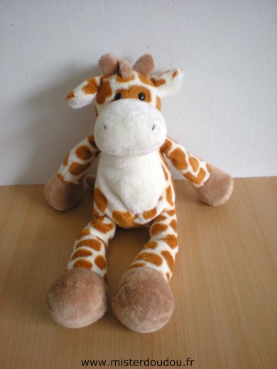 Doudou Girafe Total Blanc taches marron 