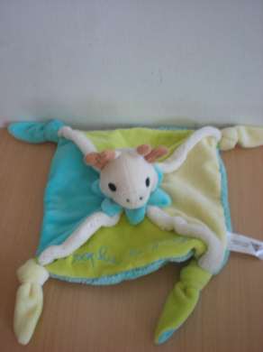 Doudou Girafe Vulli Bleu vert 